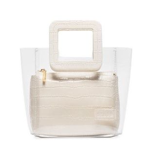 STAUD Croc White Leather PVC Mini Shirley Bag NWT
